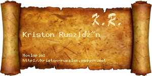 Kriston Ruszlán névjegykártya